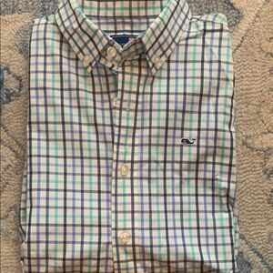 Vineyard Vines Blue and Green Casual Button Down Shirt